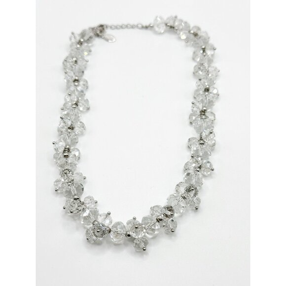 Sparkling Nolan Miller Faceted Glass Crystal Necklace Beaded 16 To 19” - Picture 3 of 3